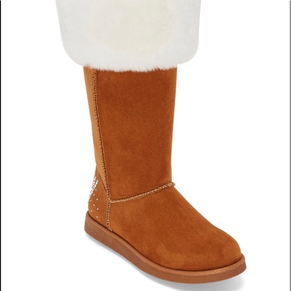 Womans Juicy Couture furry faux fur boots cognac brown BNWT NIB sizes 7-10 NWT - Picture 7 of 13